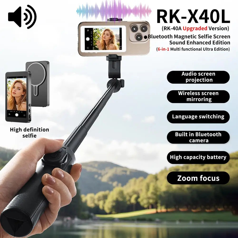 Selfie Monitor Screen Rear Camera Vlog Live Stream Video Recording Wireless Outdoor Selfie Tool Smartphone Magnetic Accessories