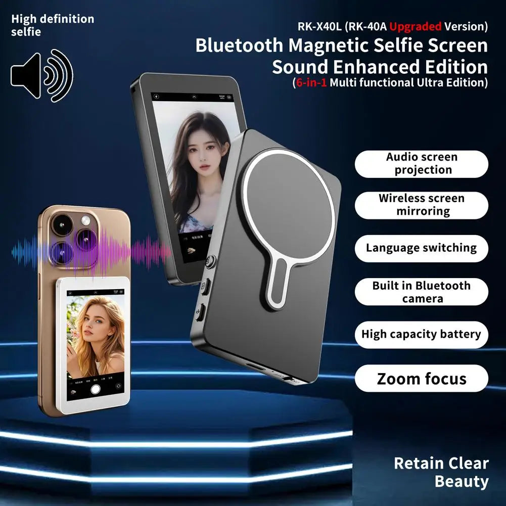 Selfie Monitor Screen Rear Camera Vlog Live Stream Video Recording Wireless Outdoor Selfie Tool Smartphone Magnetic Accessories