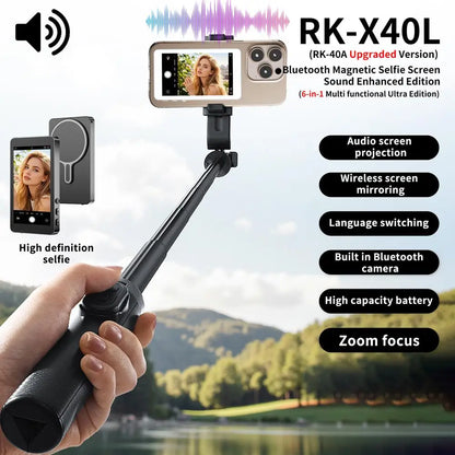Selfie Monitor Screen Rear Camera Vlog Live Stream Video Recording Wireless Outdoor Selfie Tool Smartphone Magnetic Accessories